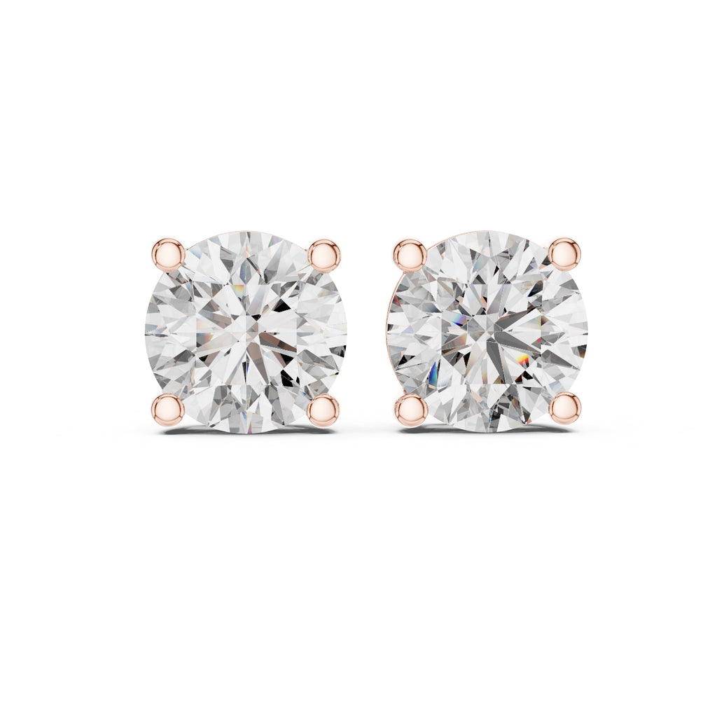 The Essential Round Lan Grown Diamond Solitaire Studs Rose Gold