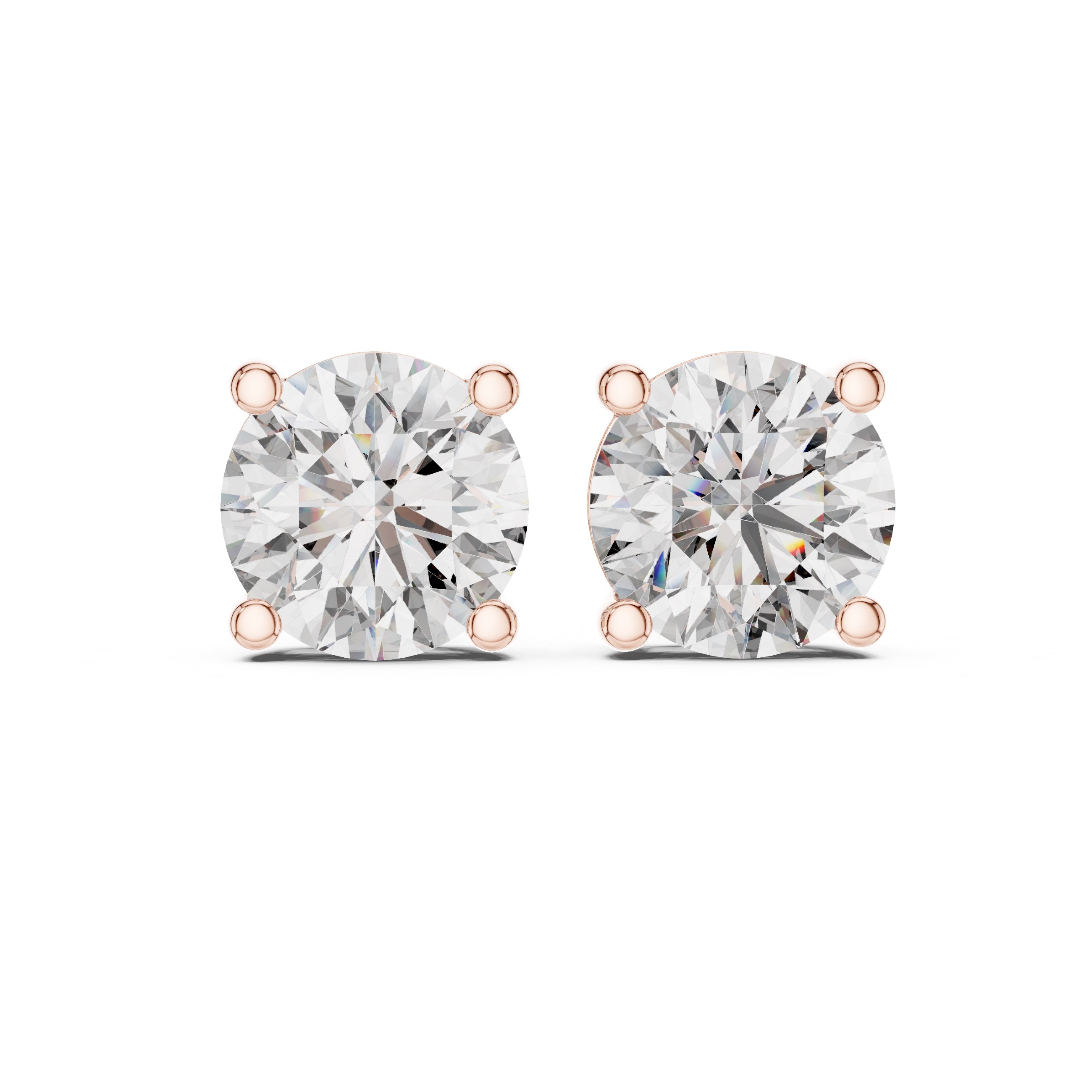 The Essential Round Lan Grown Diamond Solitaire Studs Rose Gold