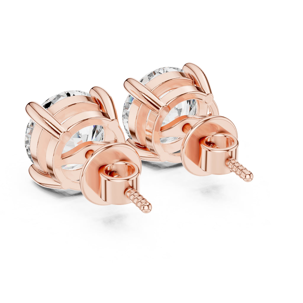 The Essential Round Lan Grown Diamond Solitaire Studs Rose Gold