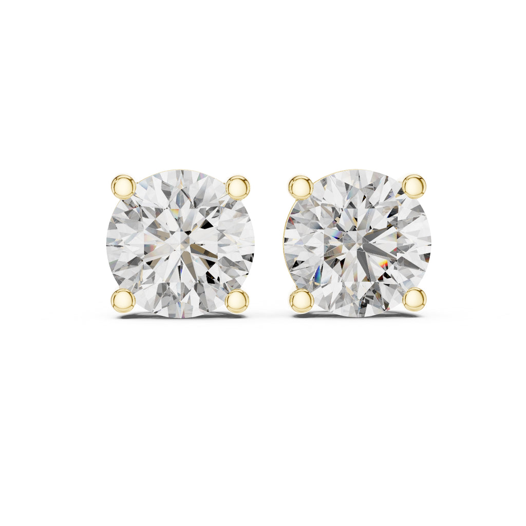 The Essential Round Lan Grown Diamond Solitaire Studs Yellow Gold