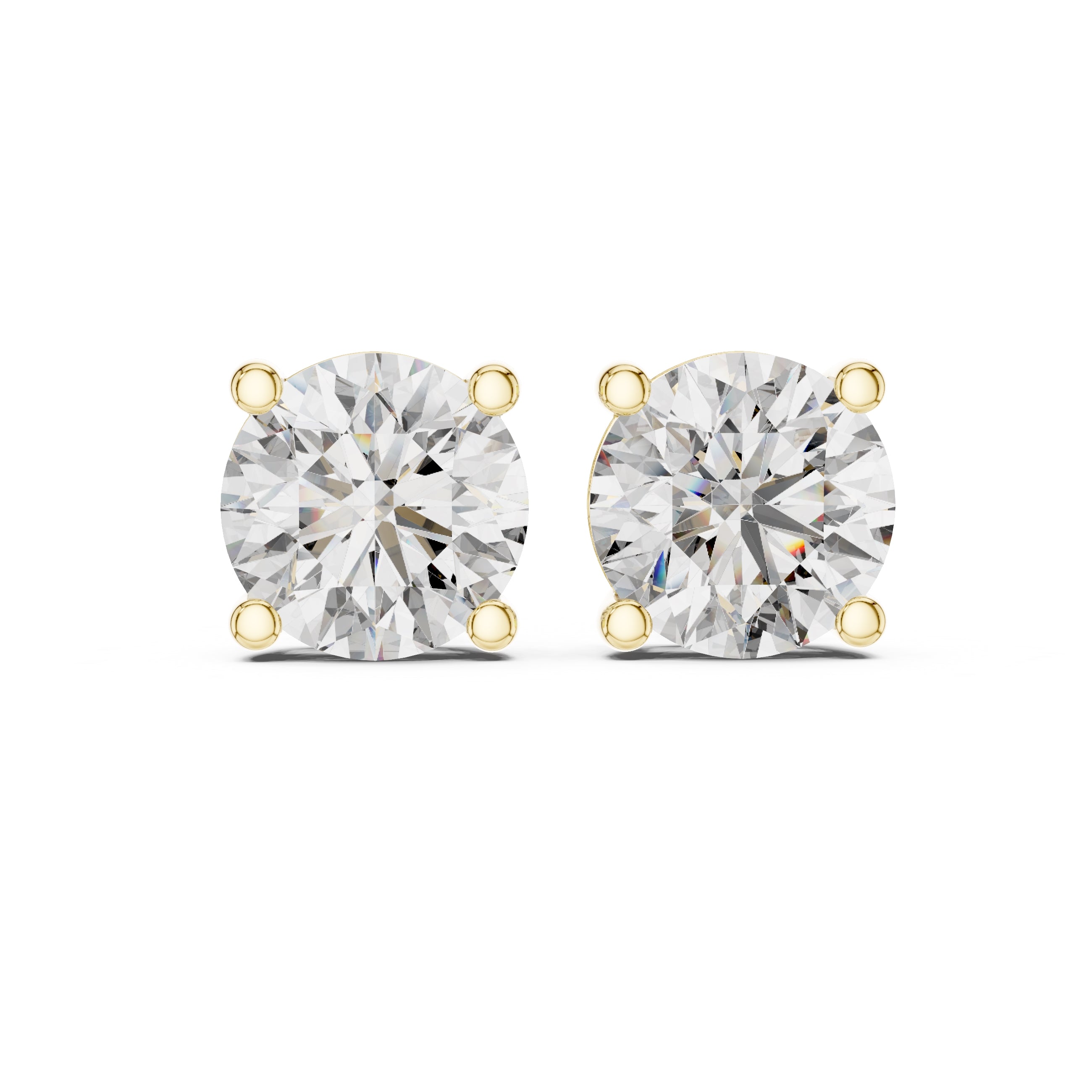 The Essential Round Lan Grown Diamond Solitaire Studs Yellow Gold