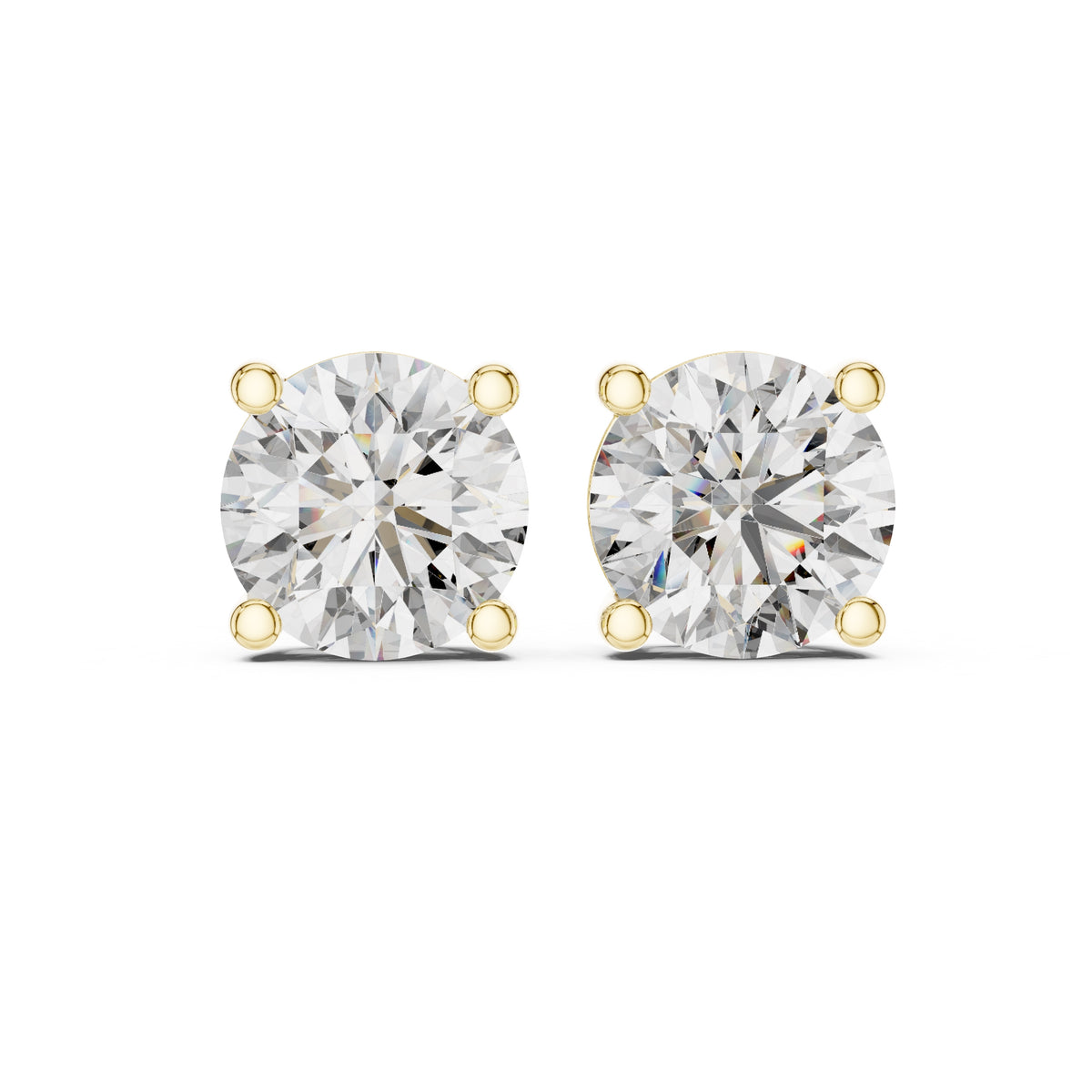 The Essential Round Lab Grown Diamond Solitaire Studs Yellow Gold