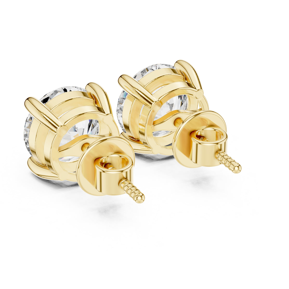 The Essential Round Lab Grown Diamond Solitaire Studs Yellow Gold