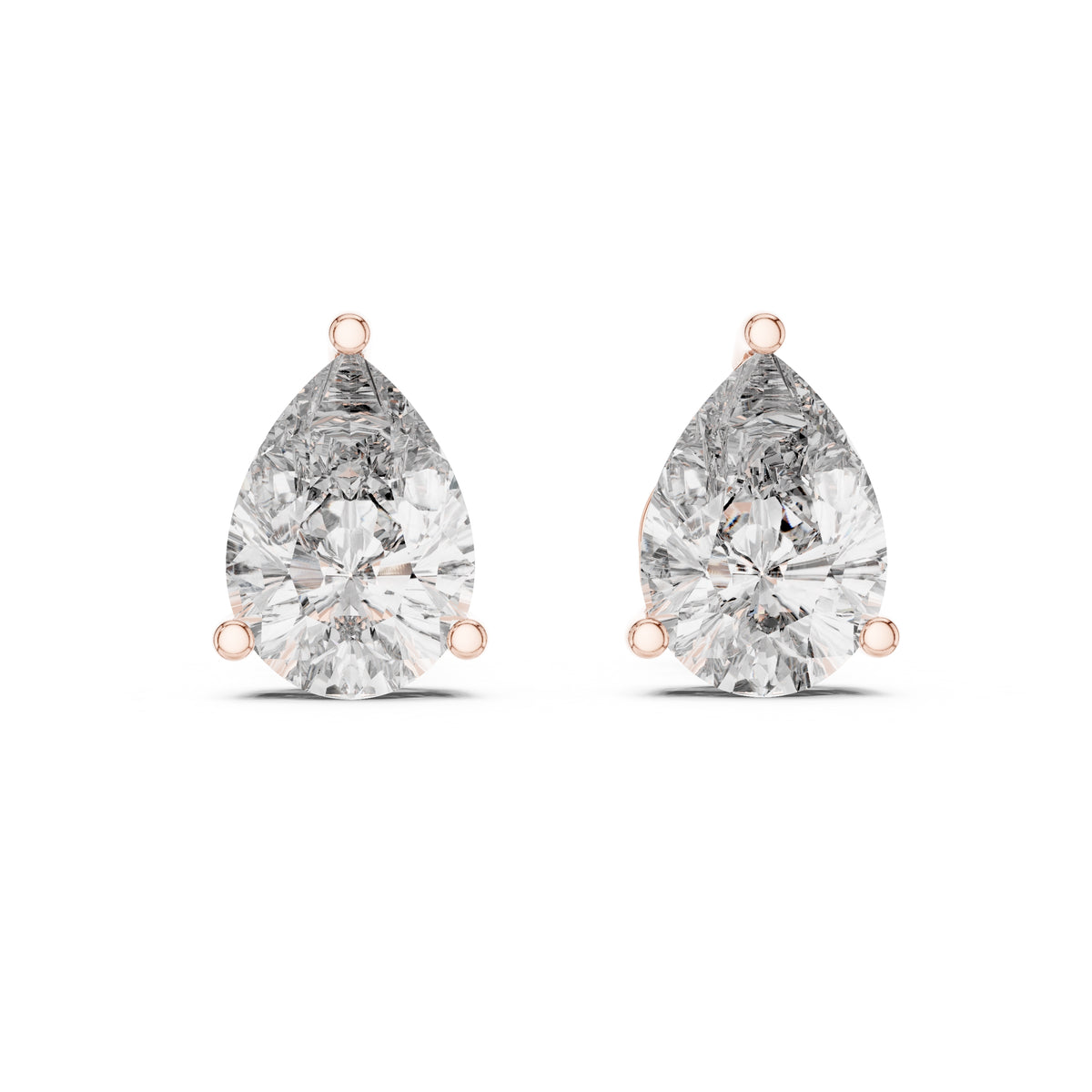 The Pear Solitaire Lan Grown Diamond Studs Rose Gold