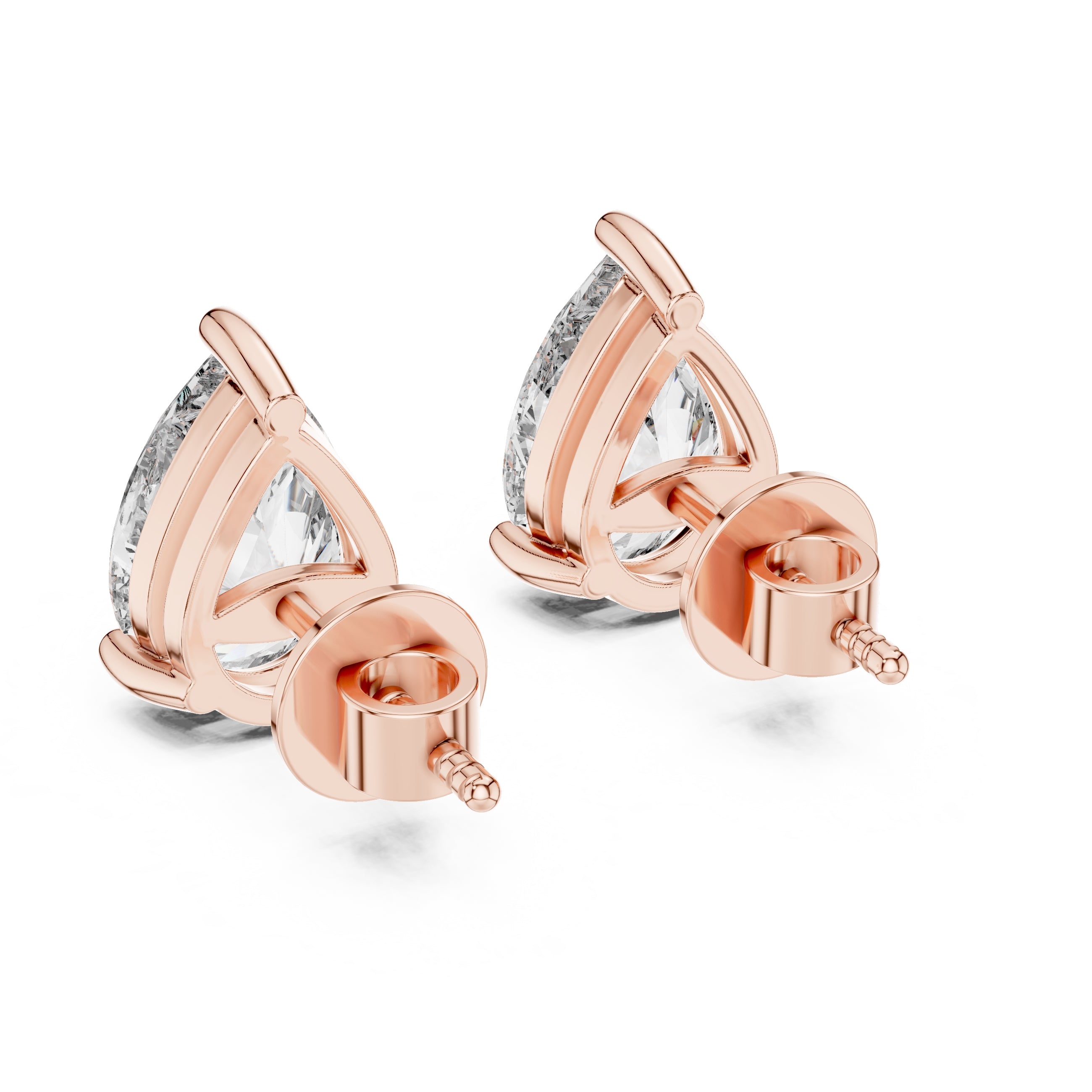 The Pear Solitaire Lan Grown Diamond Studs Rose Gold