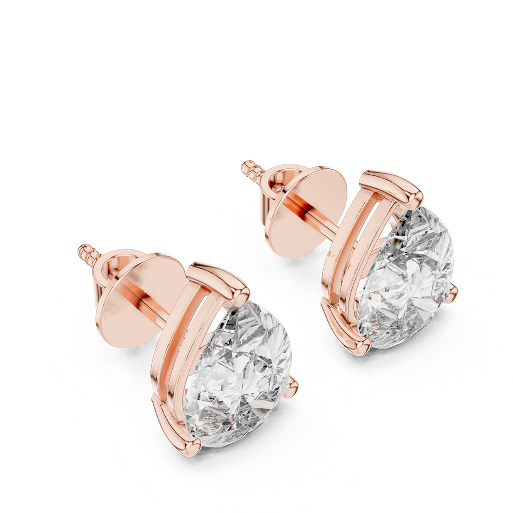 The Pear Solitaire Lan Grown Diamond Studs Rose Gold