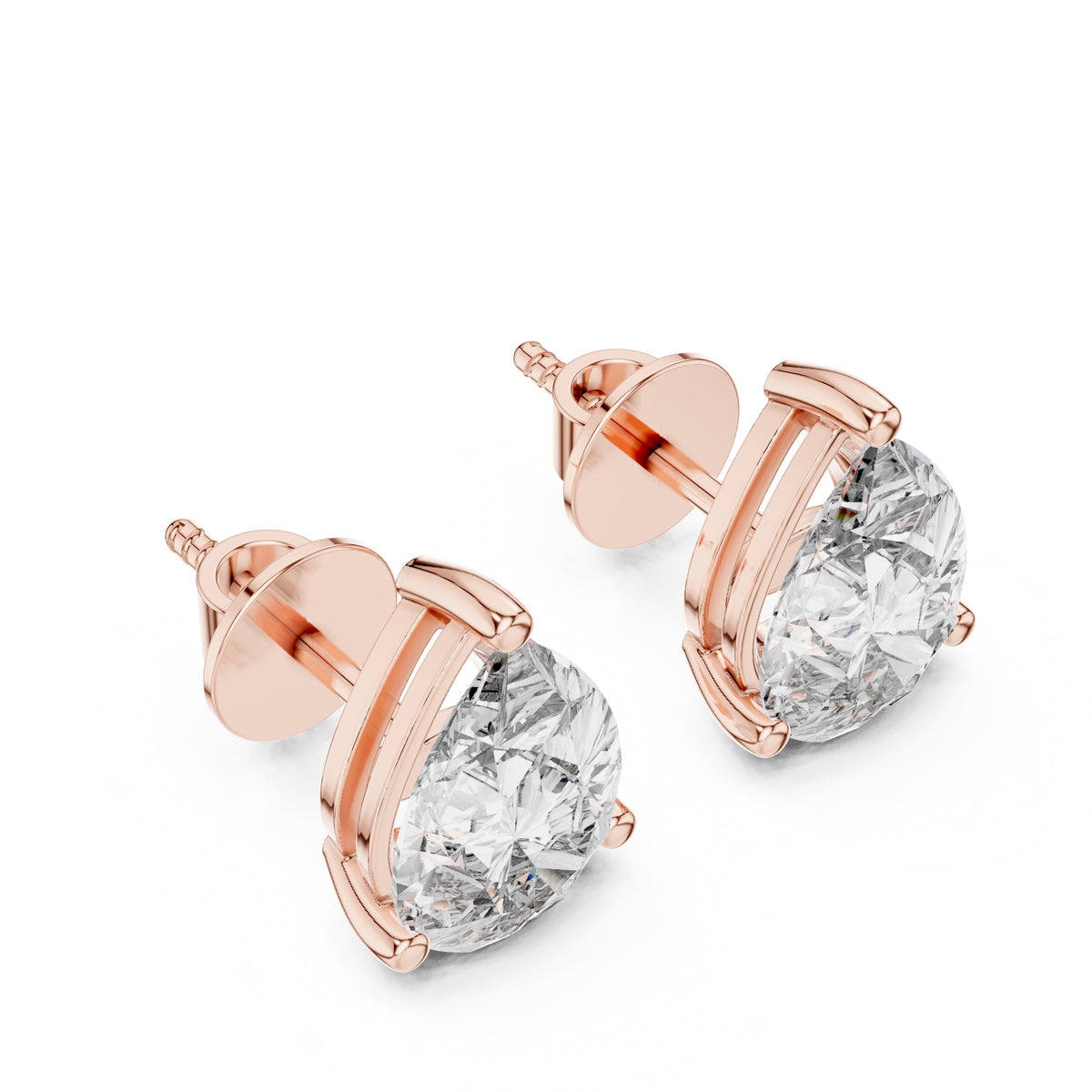 The Pear Solitaire Lan Grown Diamond Studs Rose Gold