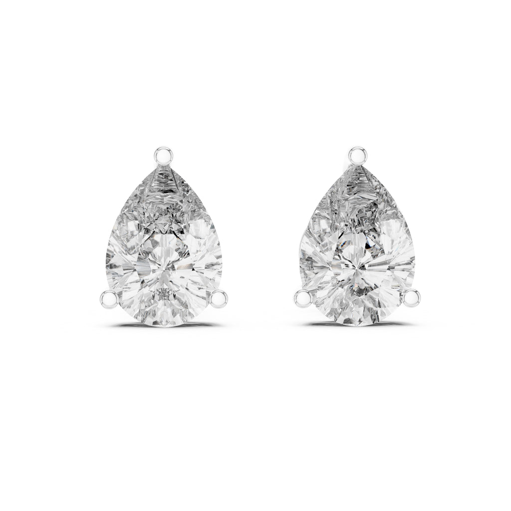 The Pear Solitaire Lan Grown Diamond Studs White Gold