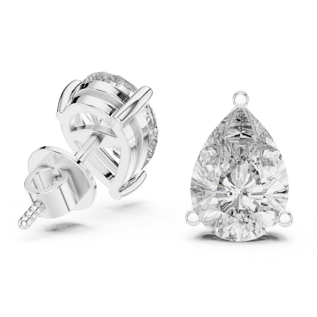 The Pear Solitaire Lan Grown Diamond Studs White Gold