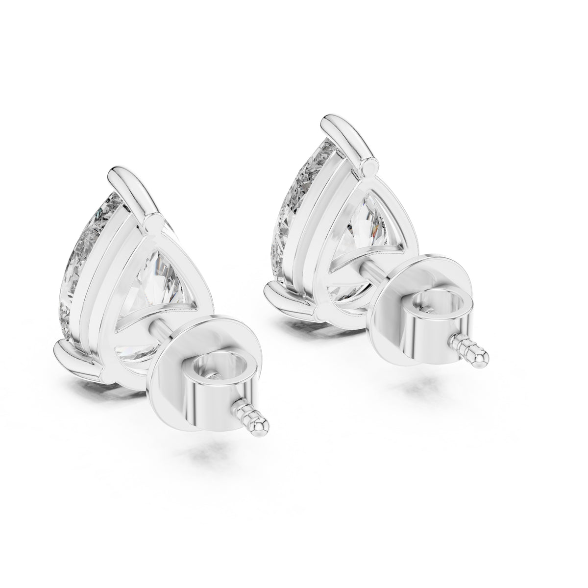 The Pear Solitaire Lan Grown Diamond Studs White Gold