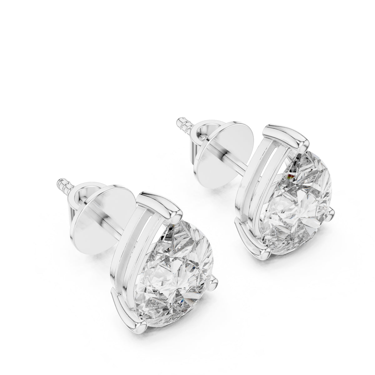 The Pear Solitaire Lan Grown Diamond Studs White Gold