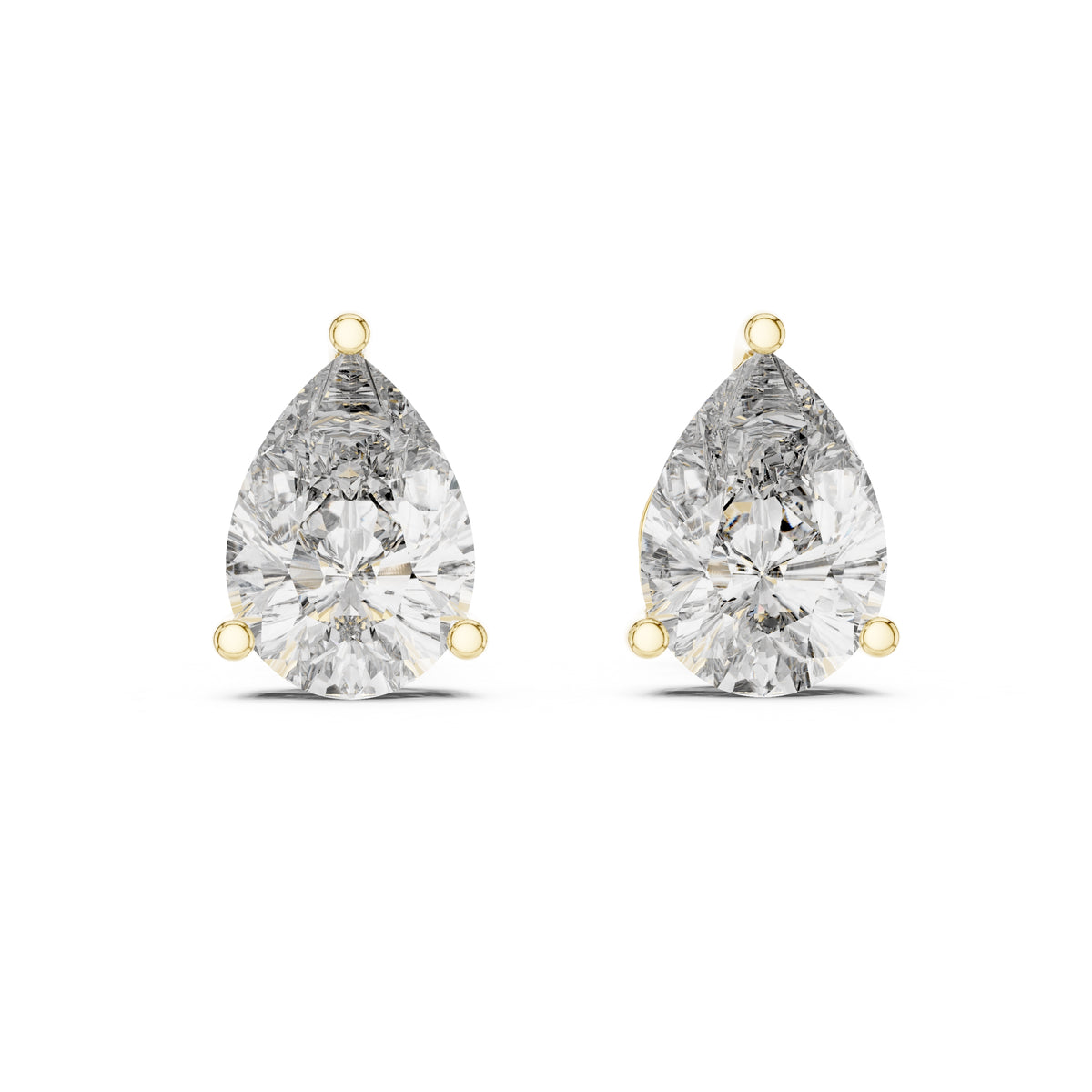The Pear Solitaire Lan Grown Diamond Studs Yellow Gold