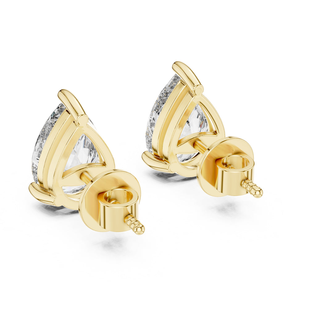 The Pear Solitaire Lan Grown Diamond Studs Yellow Gold