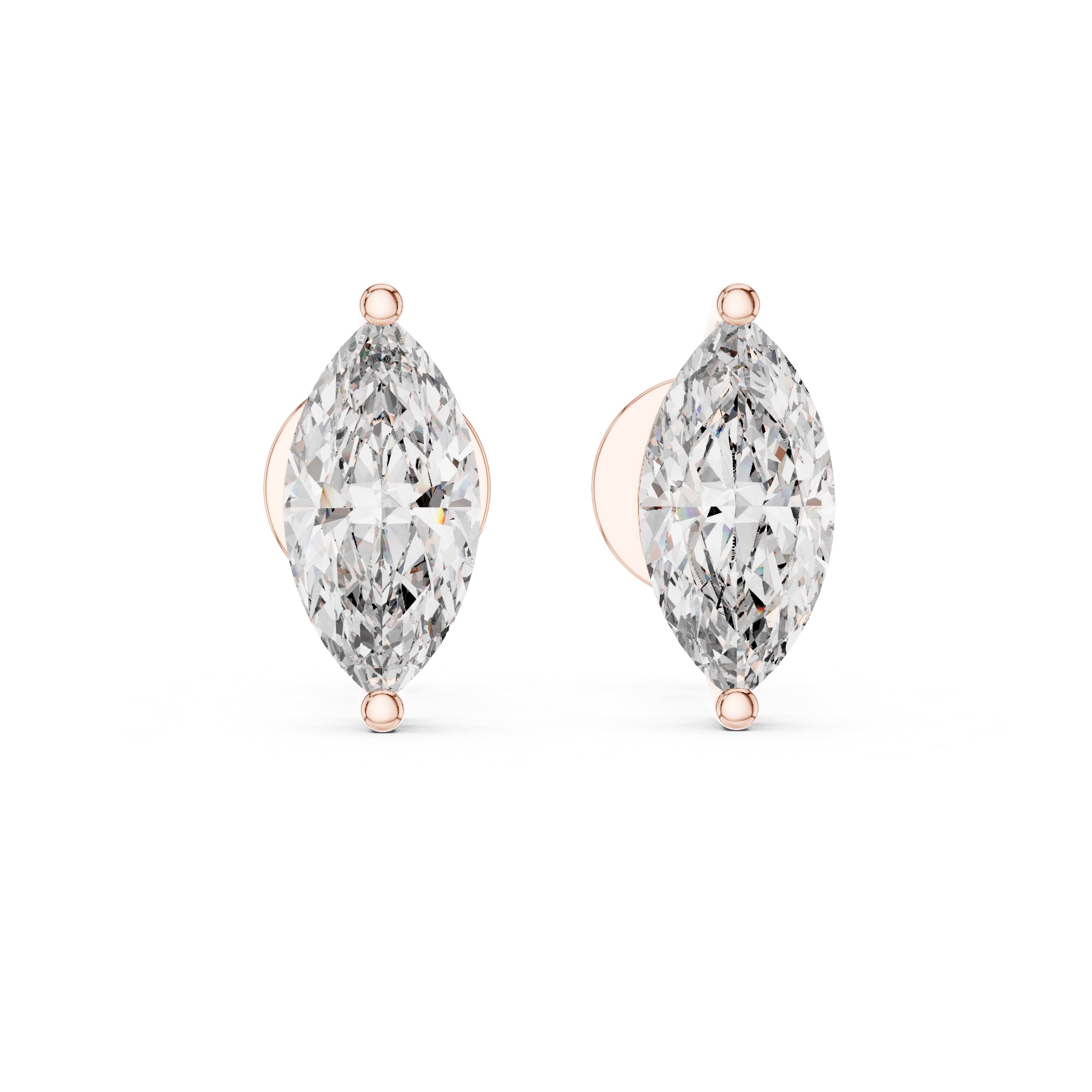 The Marquise Solitaire Lan Grown Diamond Studs Rose Gold