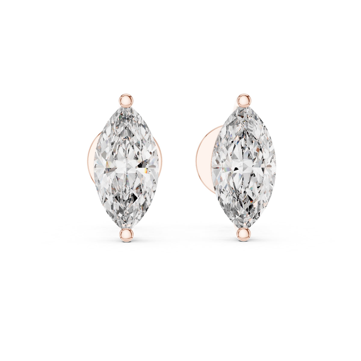 The Marquise Solitaire Lab Grown Diamond Studs Rose Gold