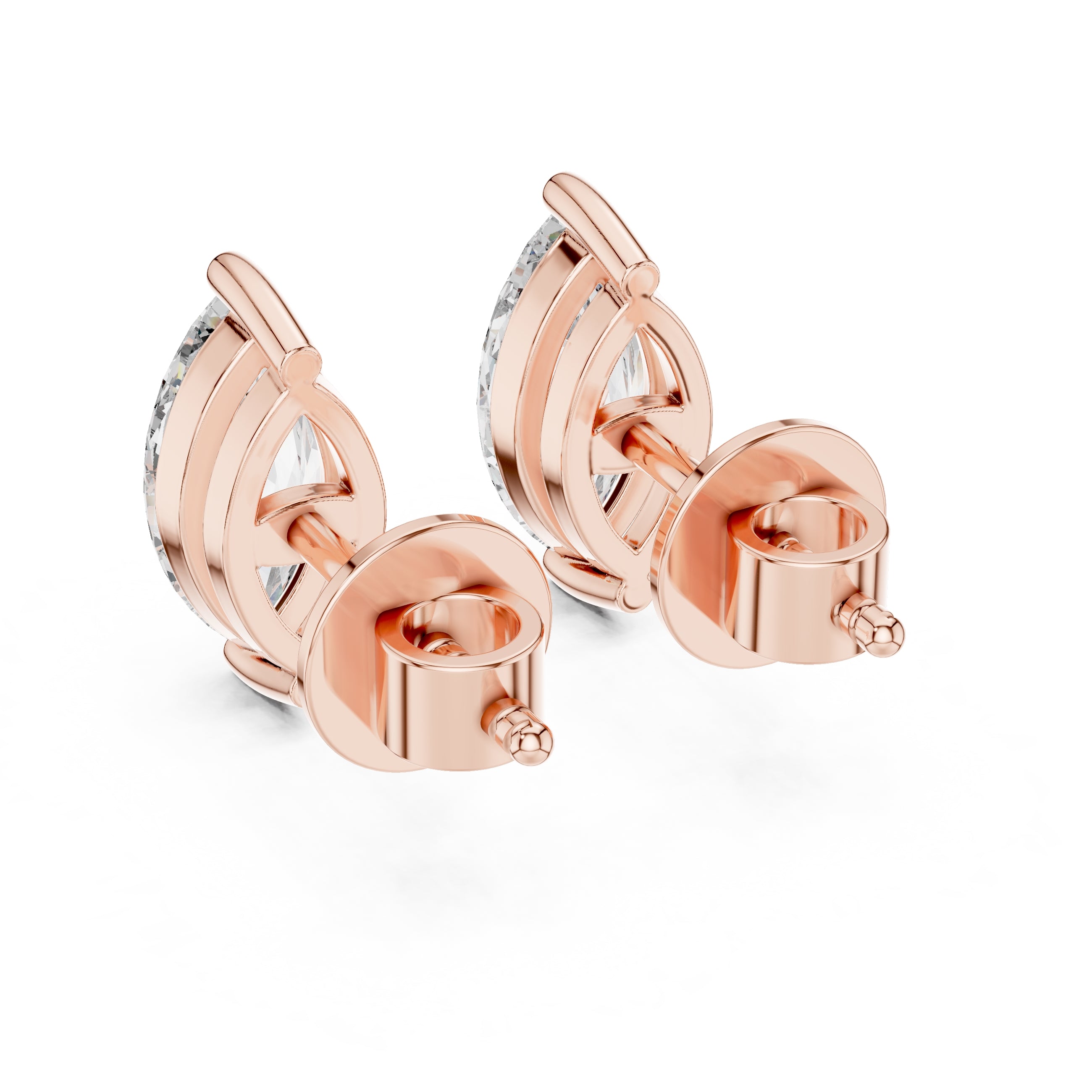 The Marquise Solitaire Lan Grown Diamond Studs Rose Gold