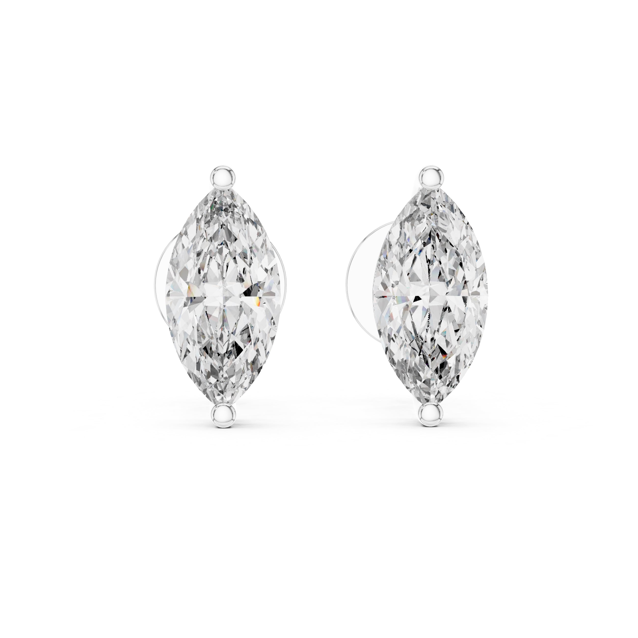 The Marquise Solitaire Lan Grown Diamond Studs White Gold
