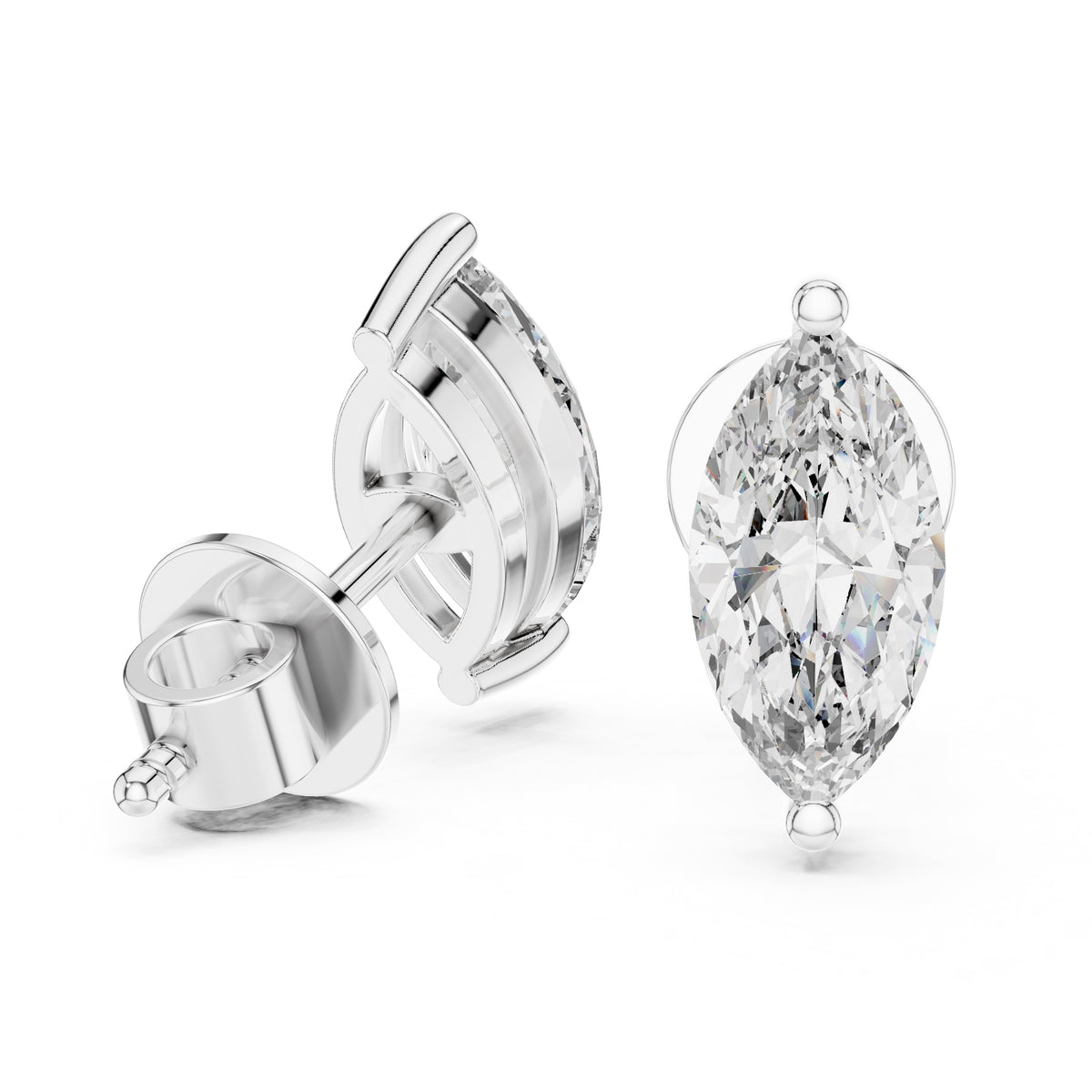 The Marquise Solitaire Lab Grown Diamond Studs White Gold