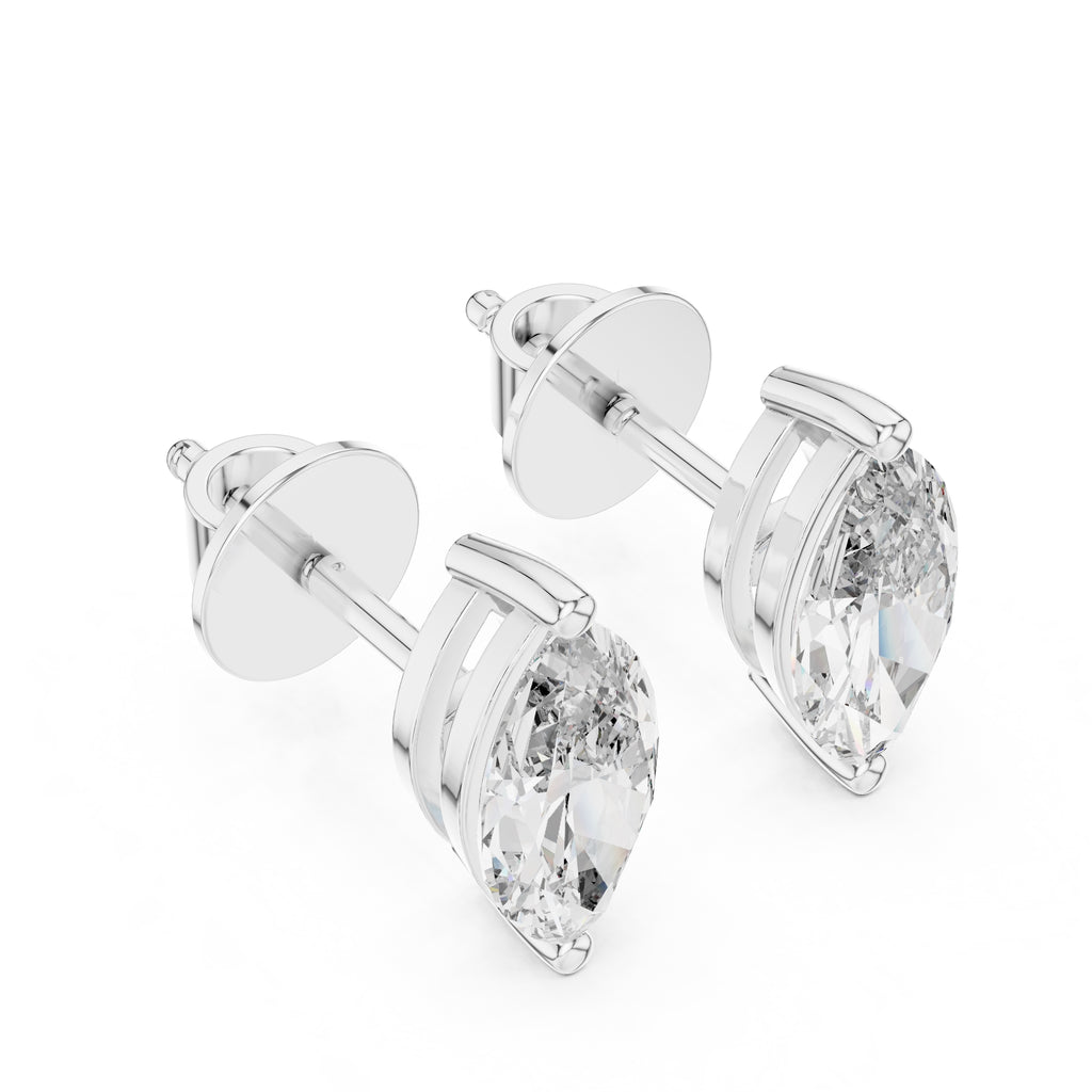 The Marquise Solitaire Lan Grown Diamond Studs White Gold
