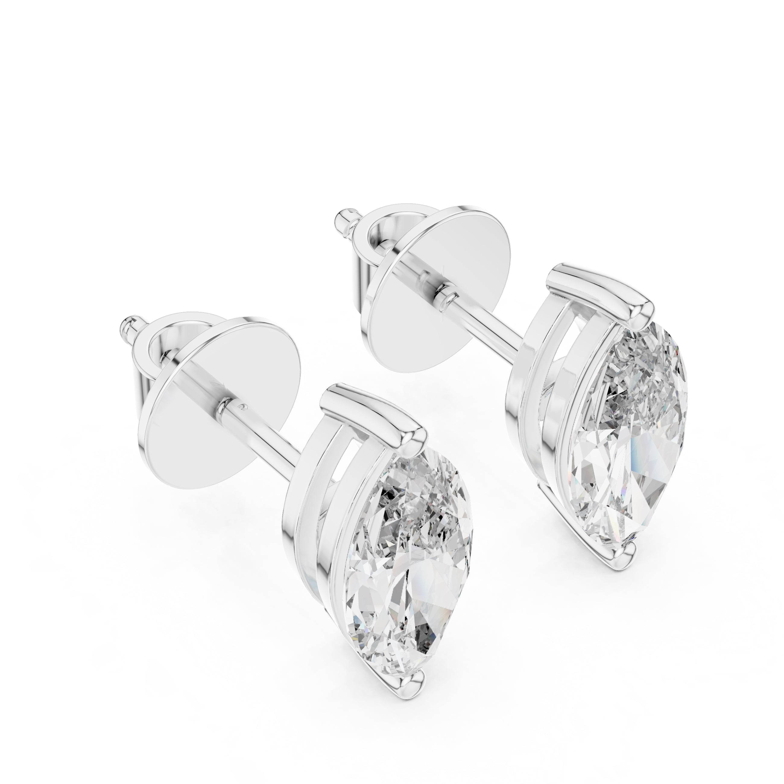 The Marquise Solitaire Lan Grown Diamond Studs White Gold