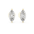 The Marquise Solitaire Lan Grown Diamond Studs Yellow Gold