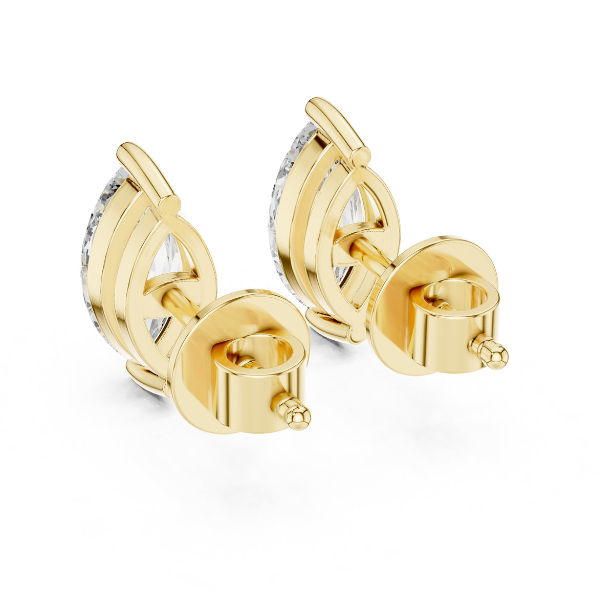 The Marquise Solitaire Lan Grown Diamond Studs Yellow Gold