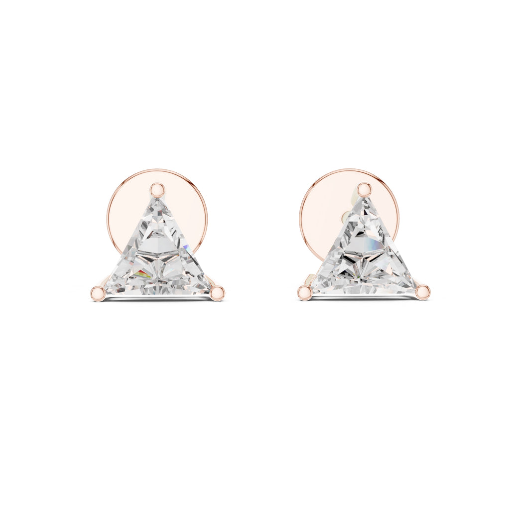 The Trillion Solitaire Lan Grown Diamond Studs Rose Gold