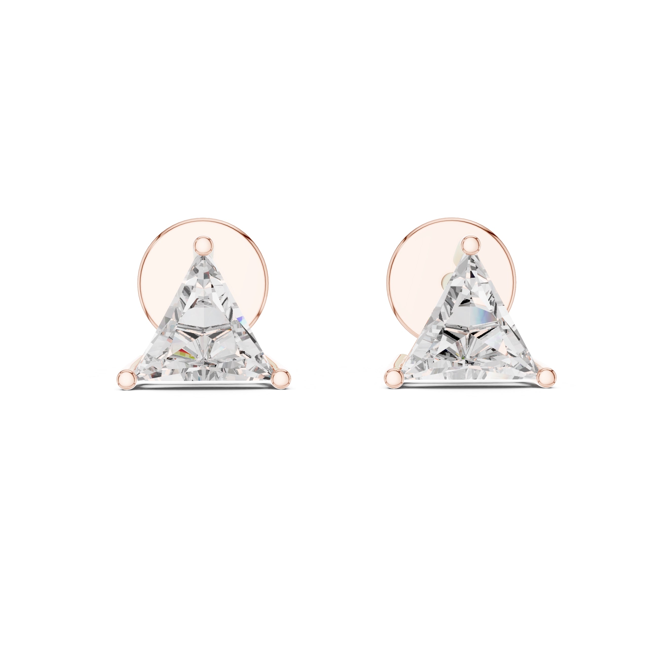 The Trillion Solitaire Lan Grown Diamond Studs Rose Gold