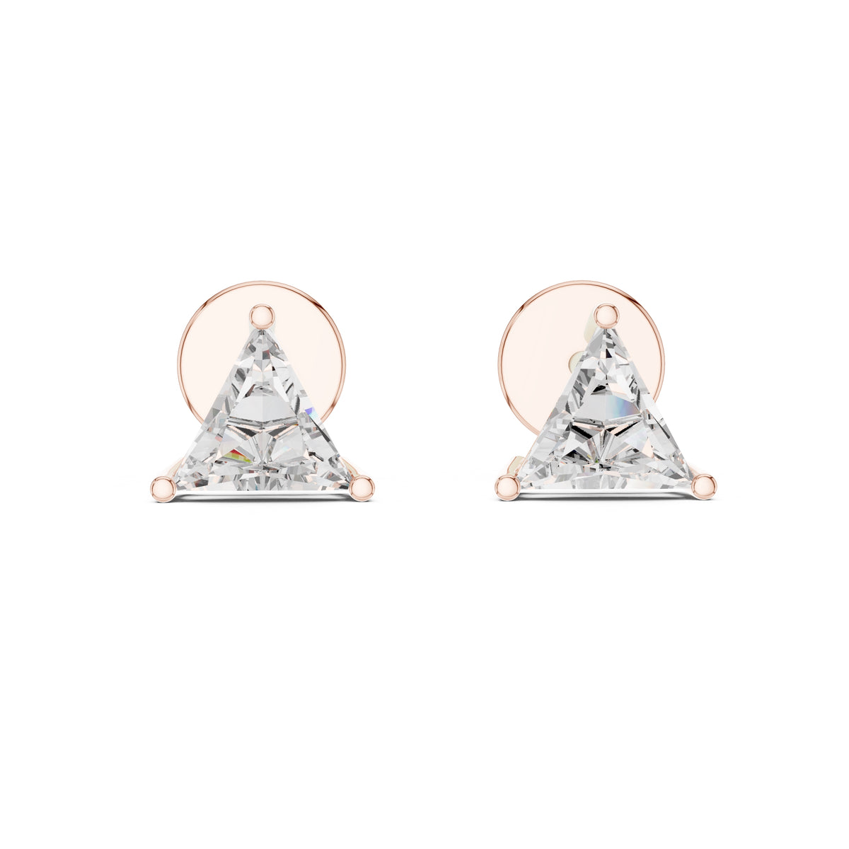 The Trillion Solitaire Lab Grown Diamond Studs Rose Gold
