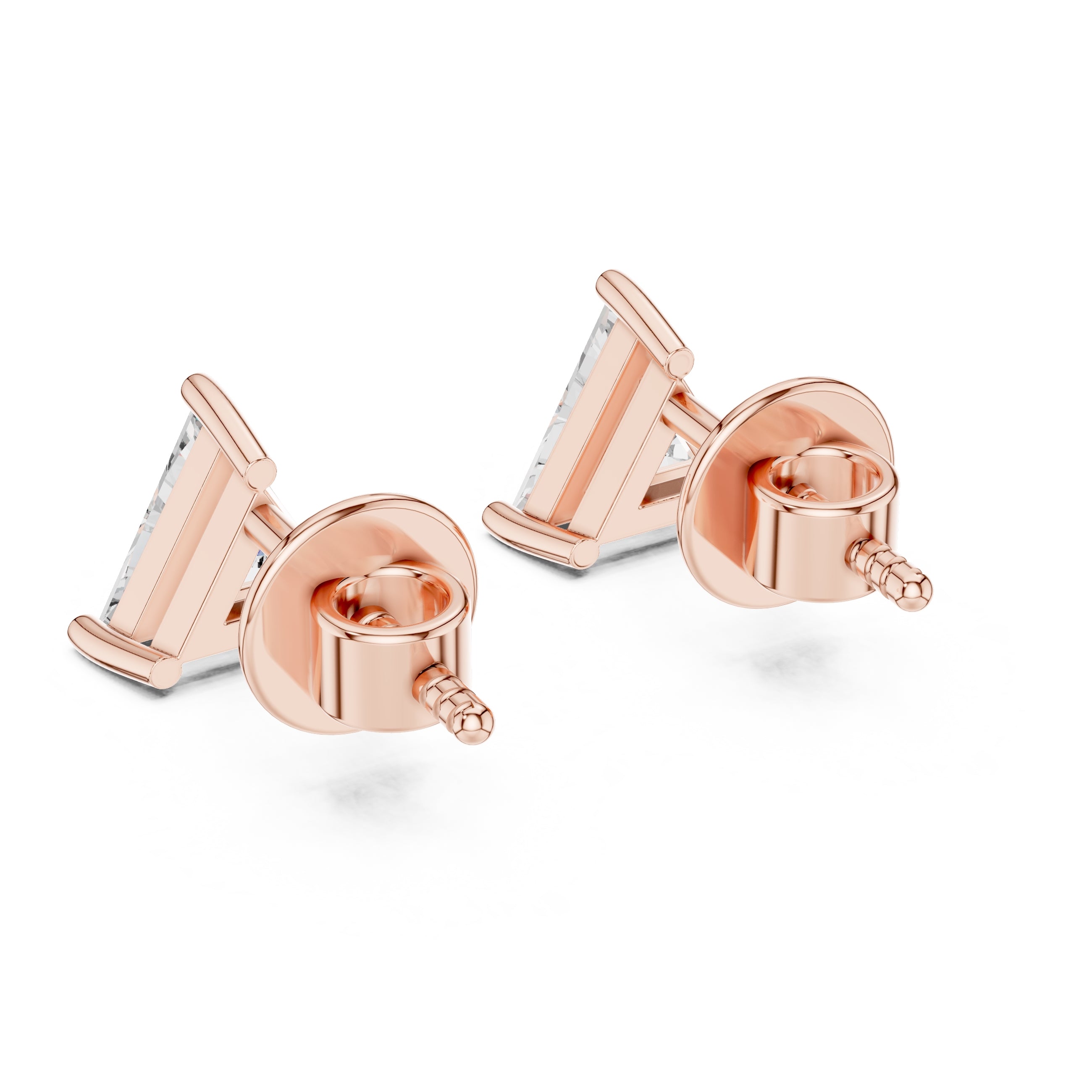 The Trillion Solitaire Lan Grown Diamond Studs Rose Gold