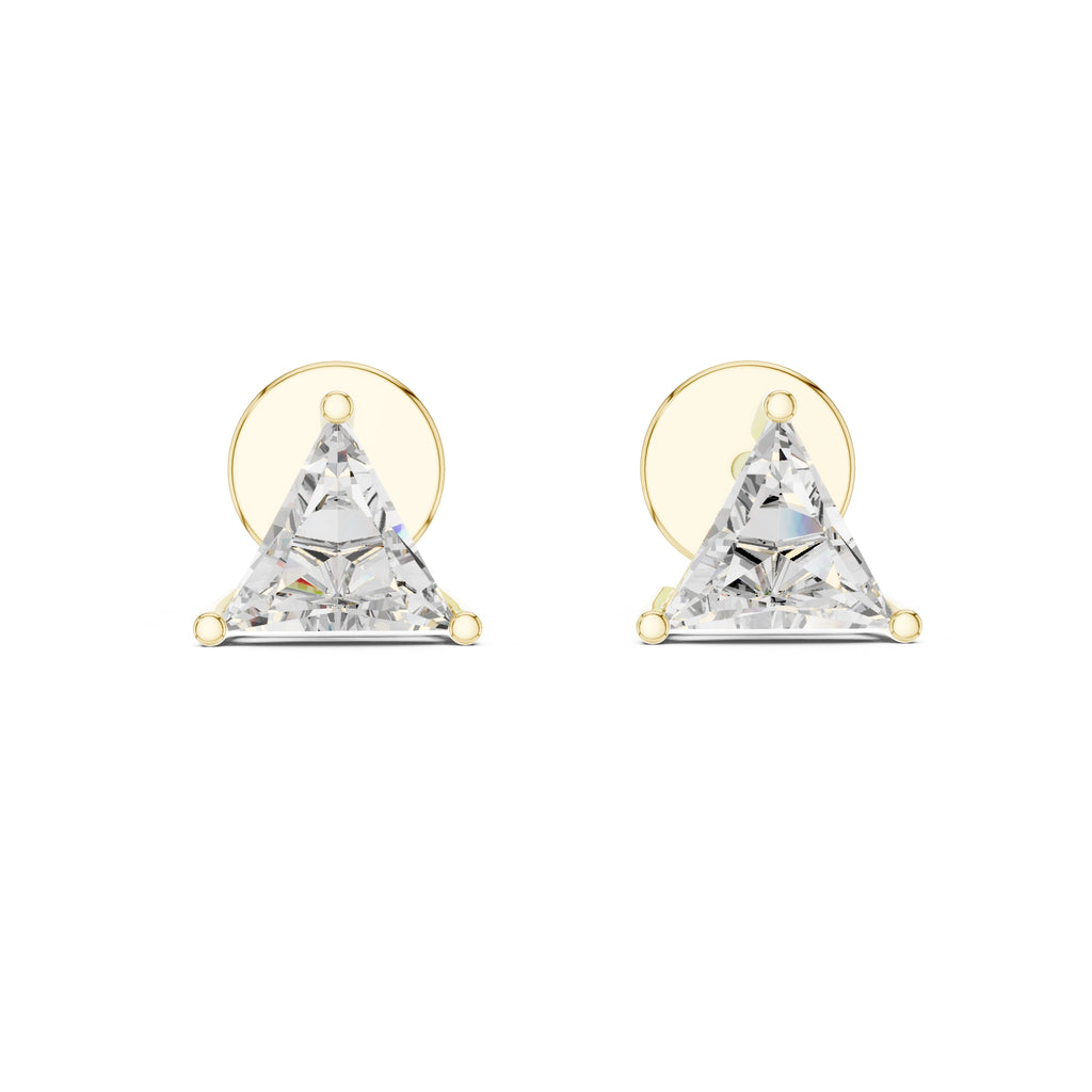 The Trillion Solitaire Lan Grown Diamond Studs Yellow Gold