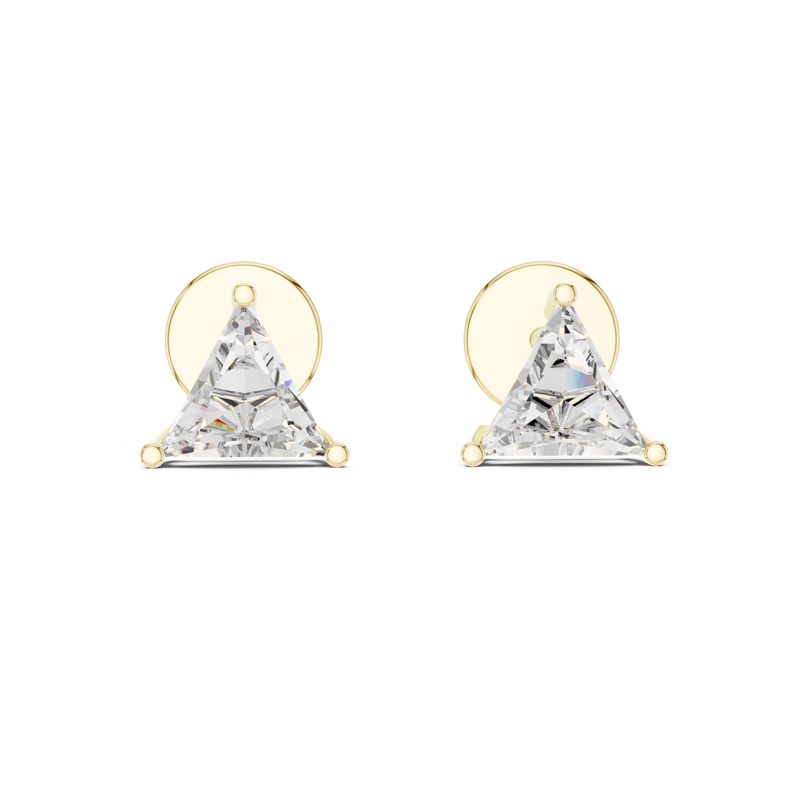 The Trillion Solitaire Lan Grown Diamond Studs Yellow Gold