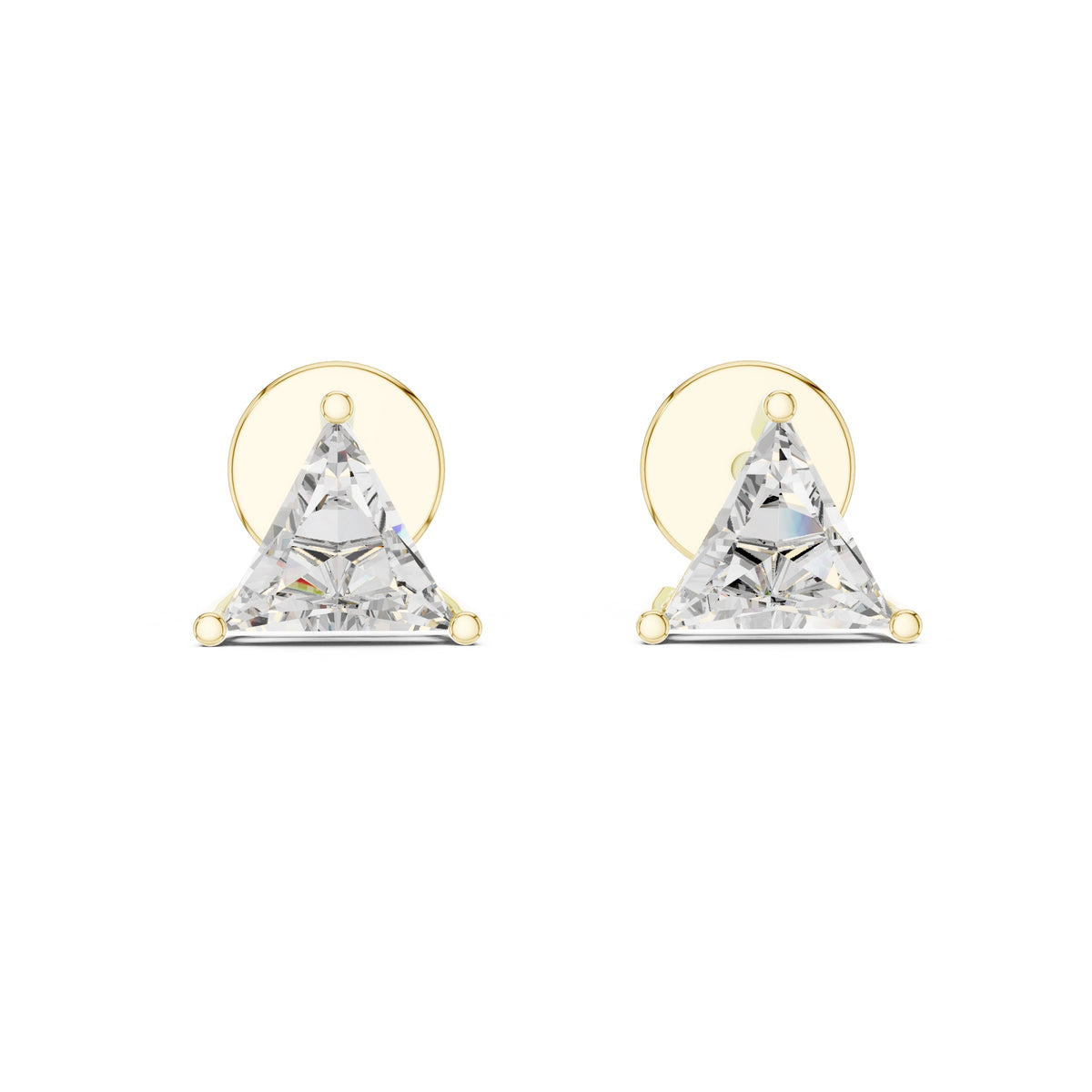 The Trillion Solitaire Lab Grown Diamond Studs Yellow Gold