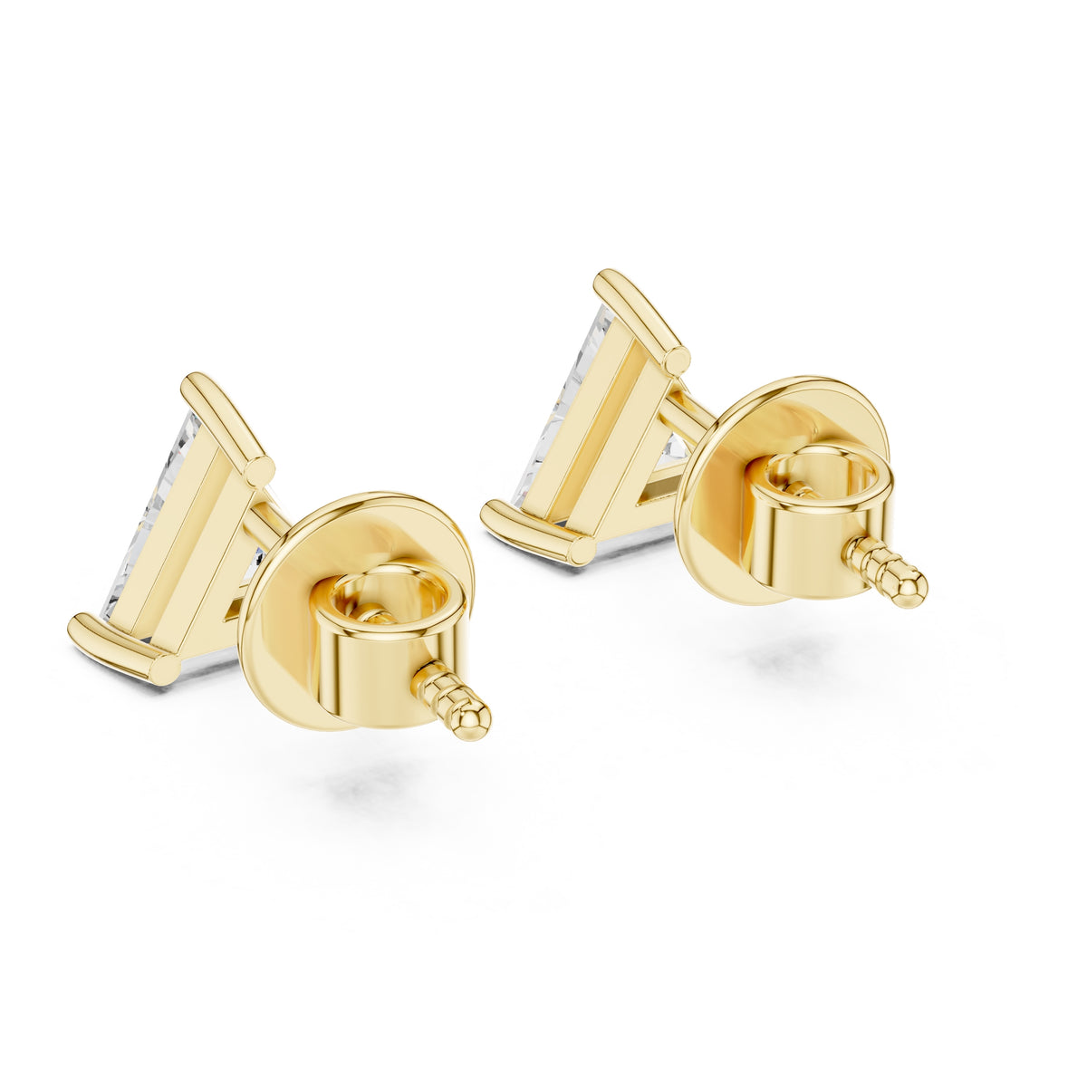 The Trillion Solitaire Lan Grown Diamond Studs Yellow Gold