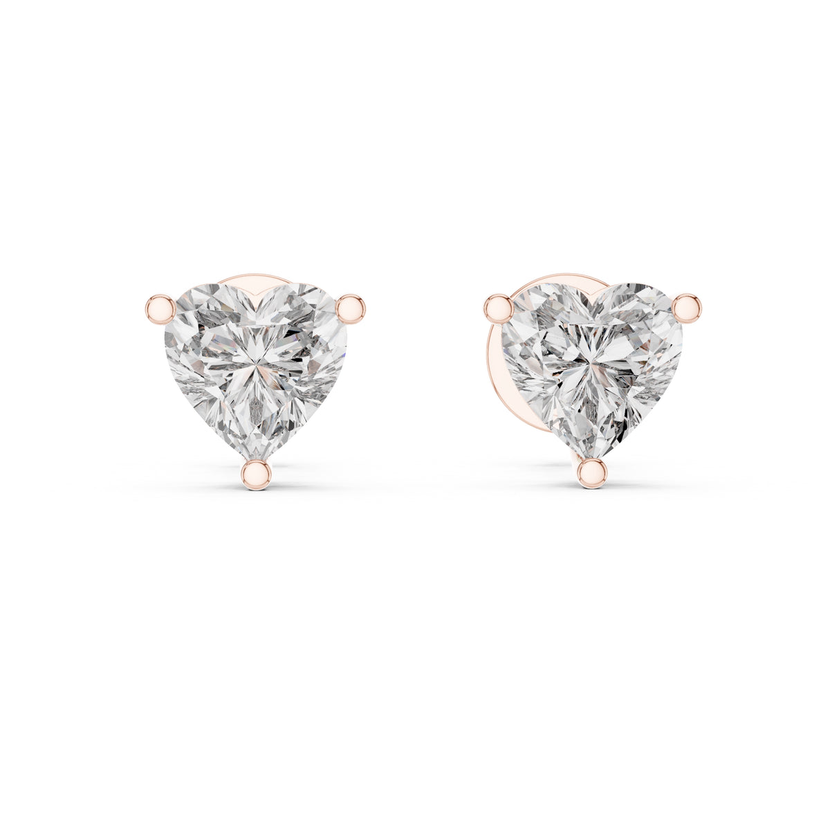 The Amour Heart Lan Grown Diamond Studs Rose Gold