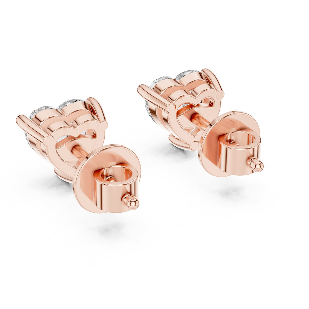 The Amour Heart Lan Grown Diamond Studs Rose Gold