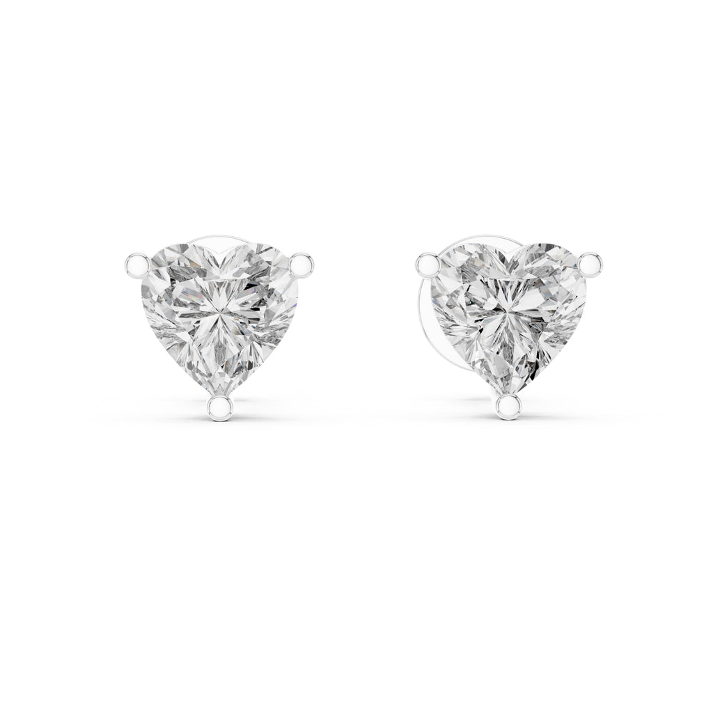 The Amour Heart Lan Grown Diamond Studs White Gold