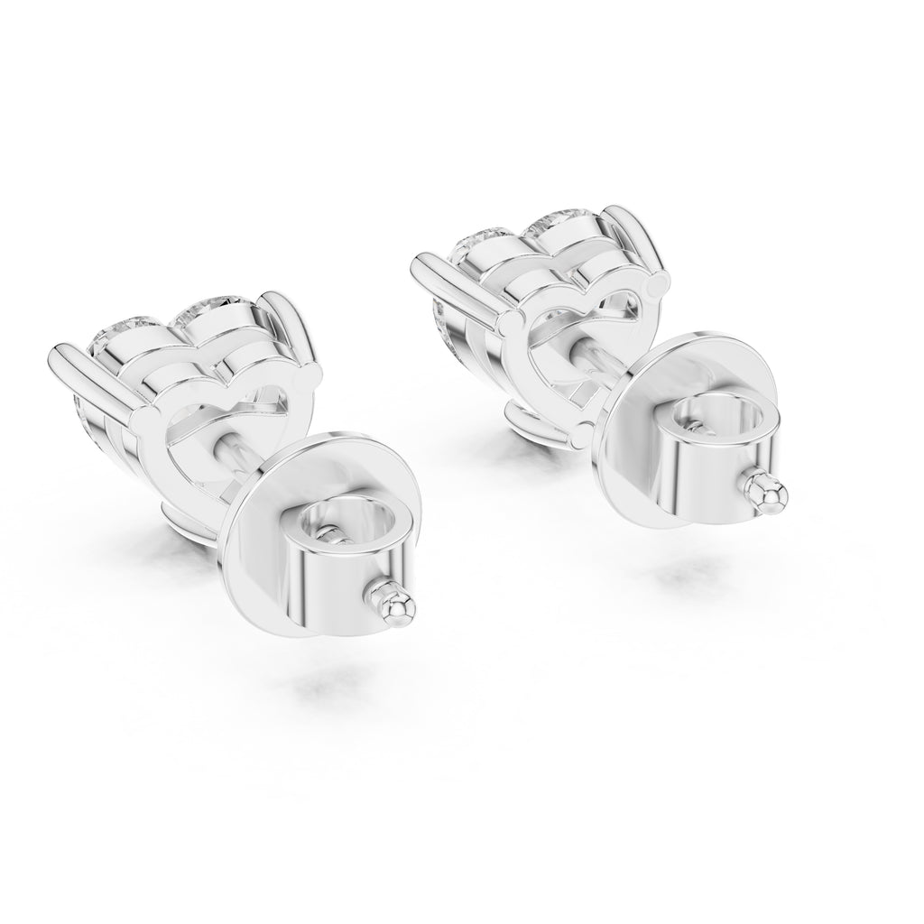 The Amour Heart Lan Grown Diamond Studs White Gold