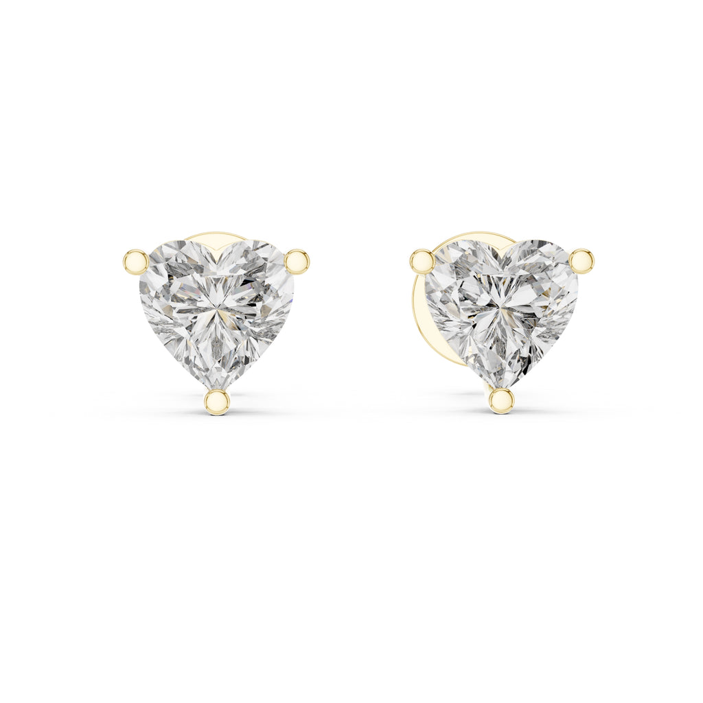 The Amour Heart Lan Grown Diamond Studs Yellow Gold