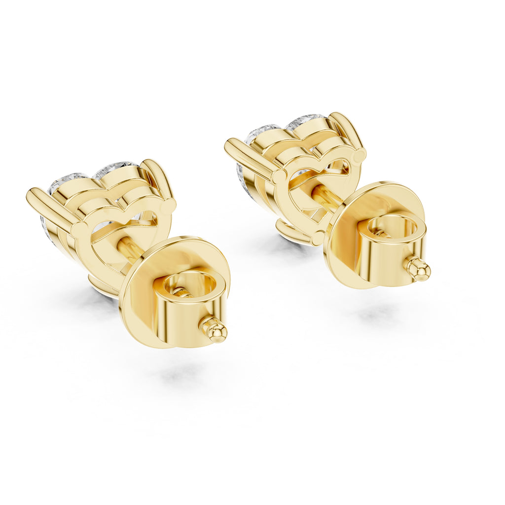 The Amour Heart Lan Grown Diamond Studs Yellow Gold