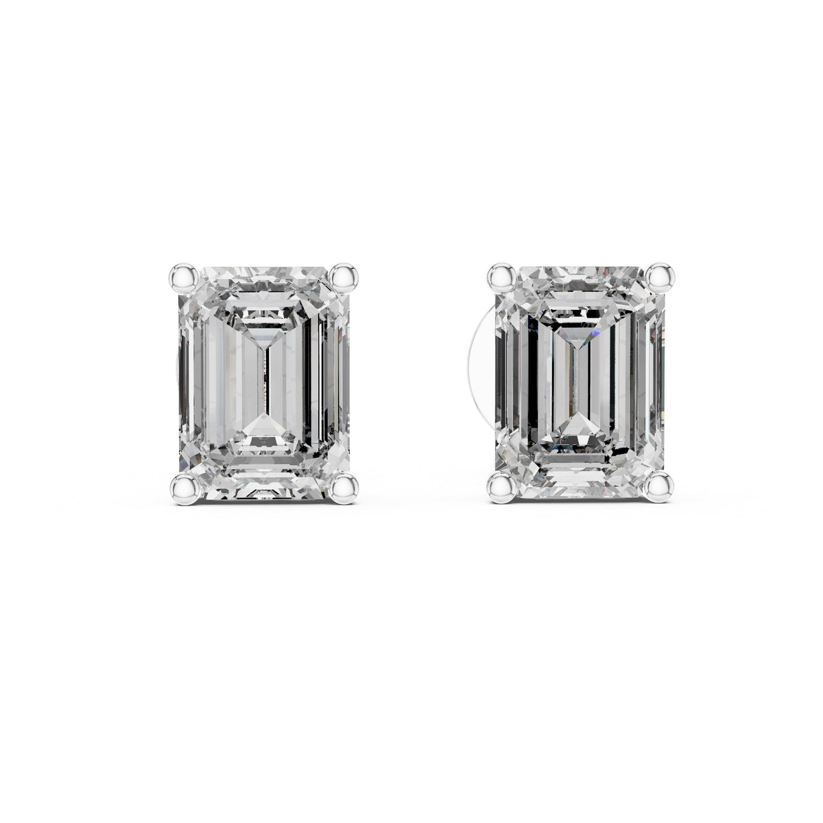The Emerald-Cut Solitaire Lan Grown Diamond Studs White Gold