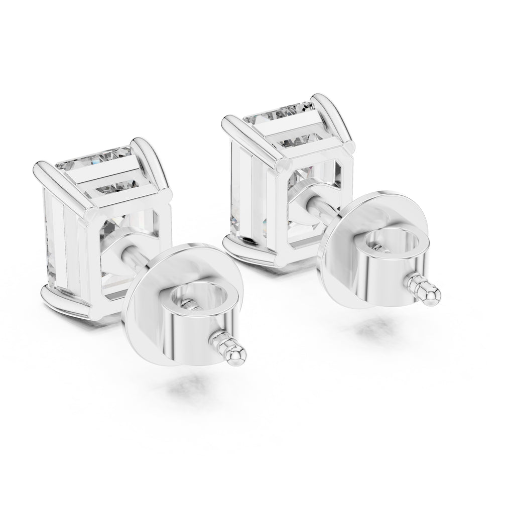 The Emerald-Cut Solitaire Lan Grown Diamond Studs White Gold