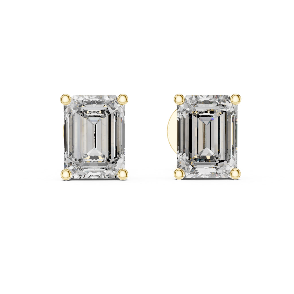 The Emerald-Cut Solitaire Lan Grown Diamond Studs Yellow Gold