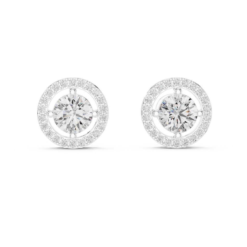 The Celestial Halo Lan Grown Diamond Studs White Gold