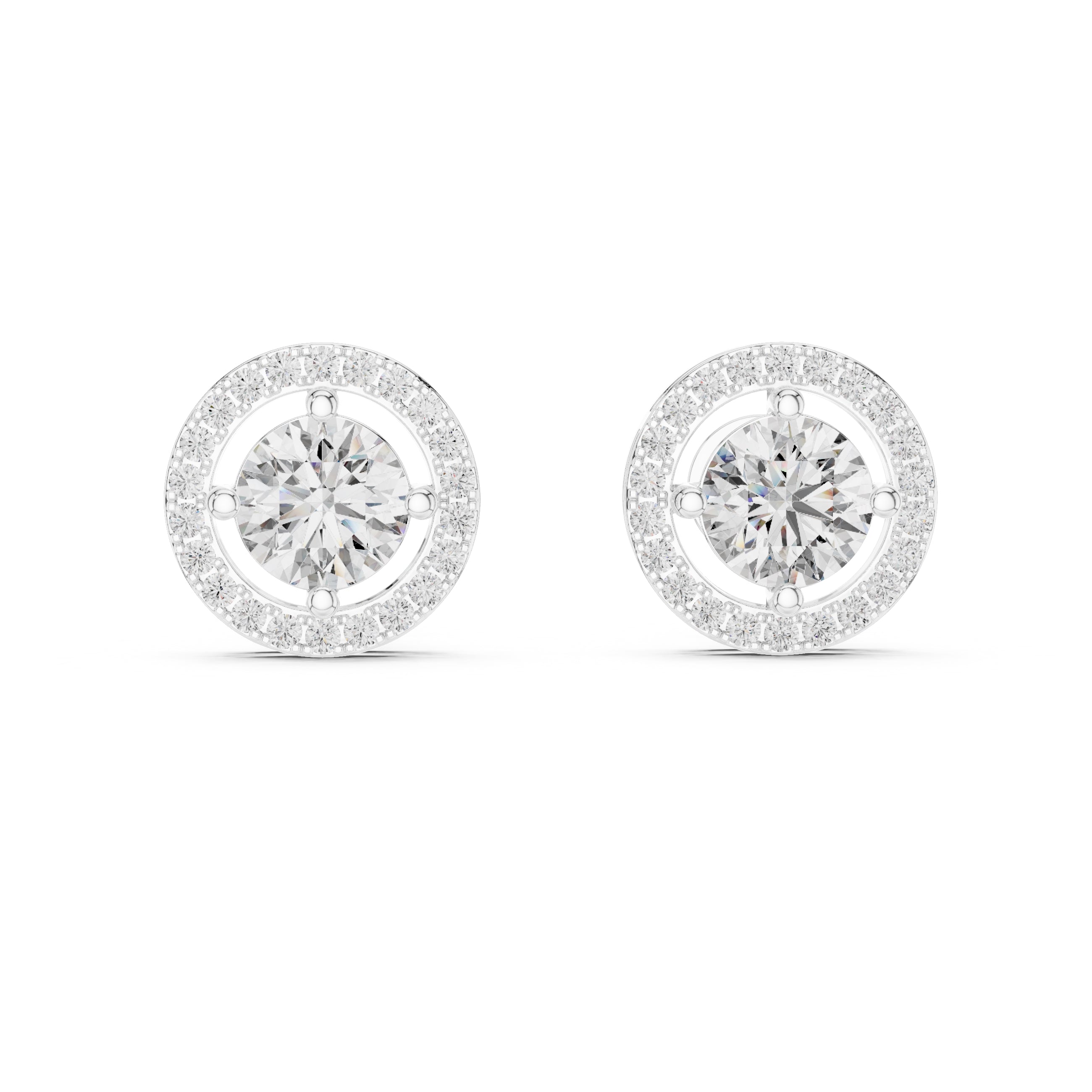 The Celestial Halo Lan Grown Diamond Studs White Gold