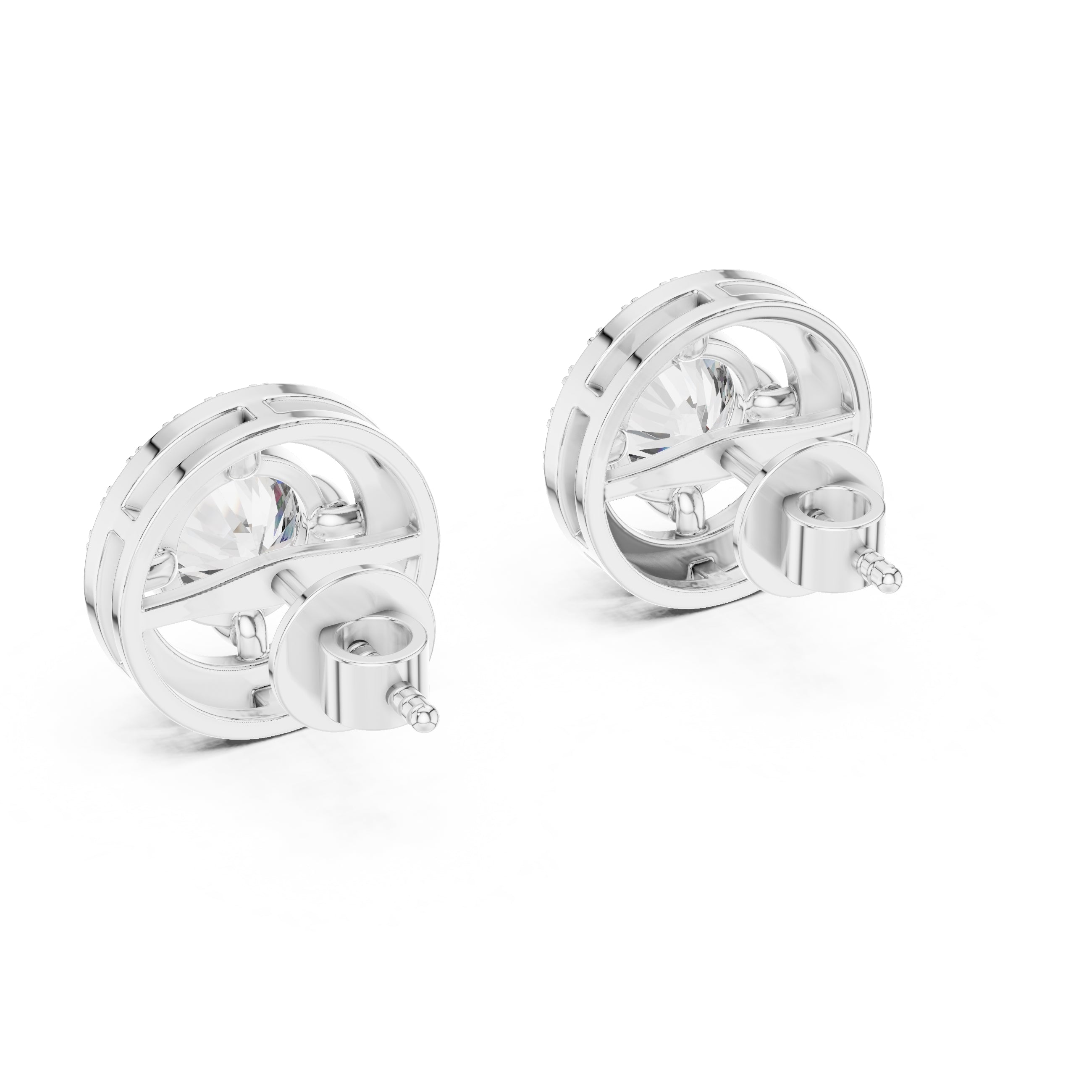 The Celestial Halo Lan Grown Diamond Studs White Gold