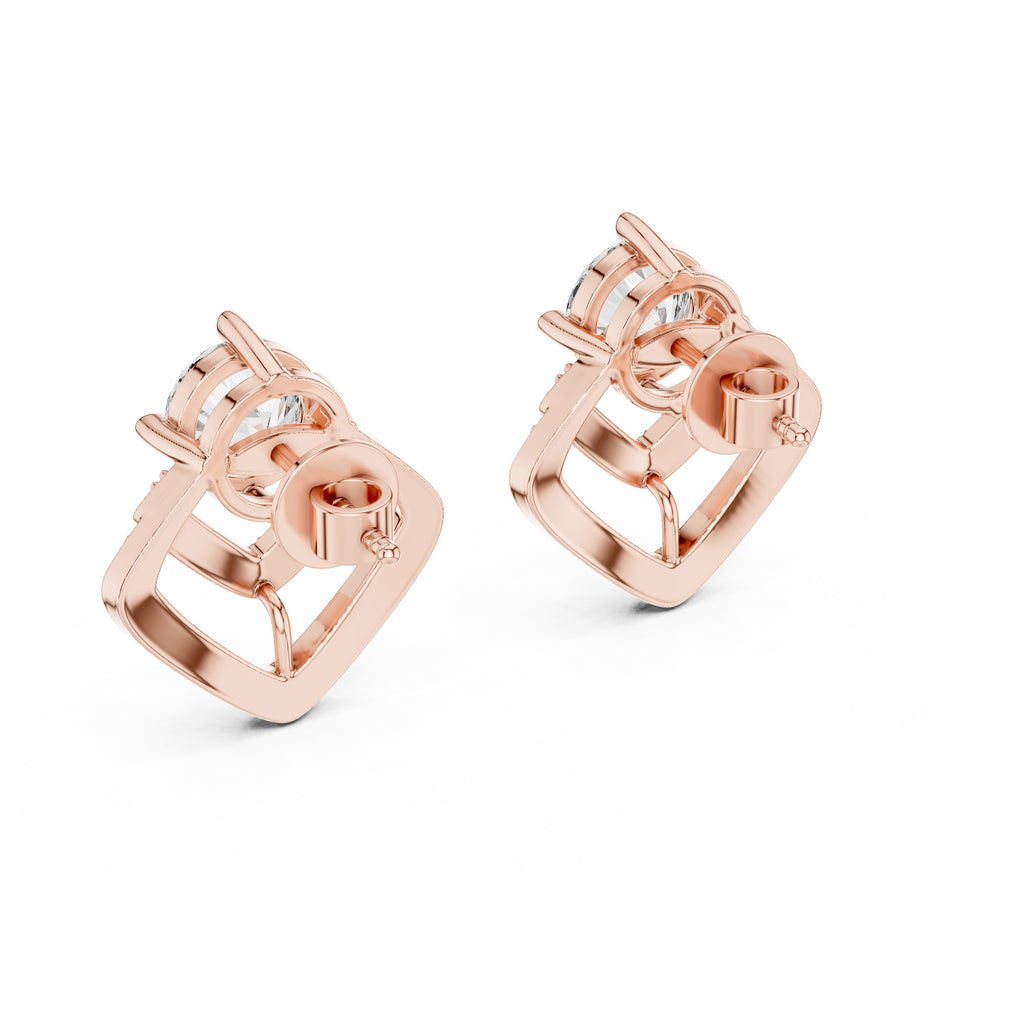 The Chevron Illusion Lan Grown Diamond Studs Rose Gold