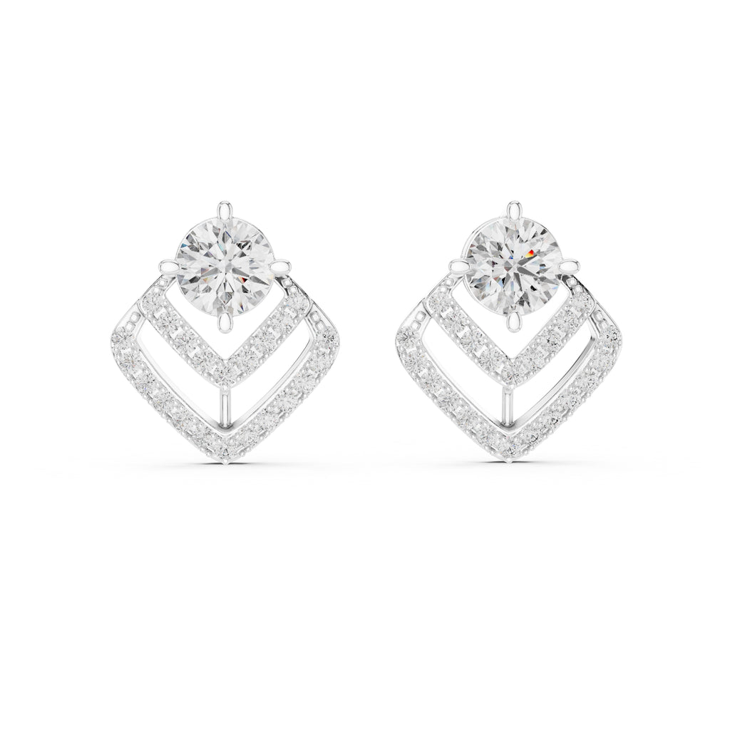 The Chevron Illusion Lan Grown Diamond Studs White Gold