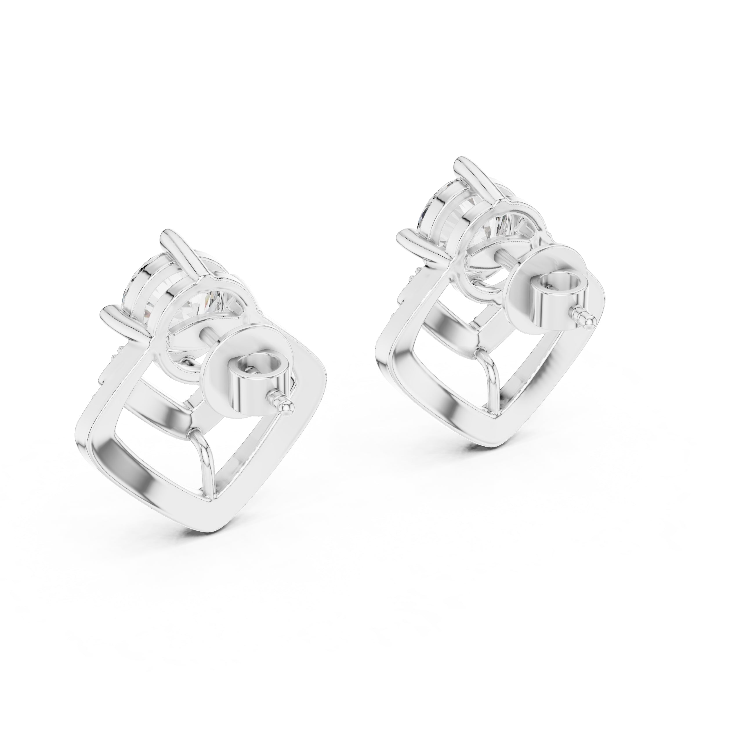The Chevron Illusion Lan Grown Diamond Studs White Gold