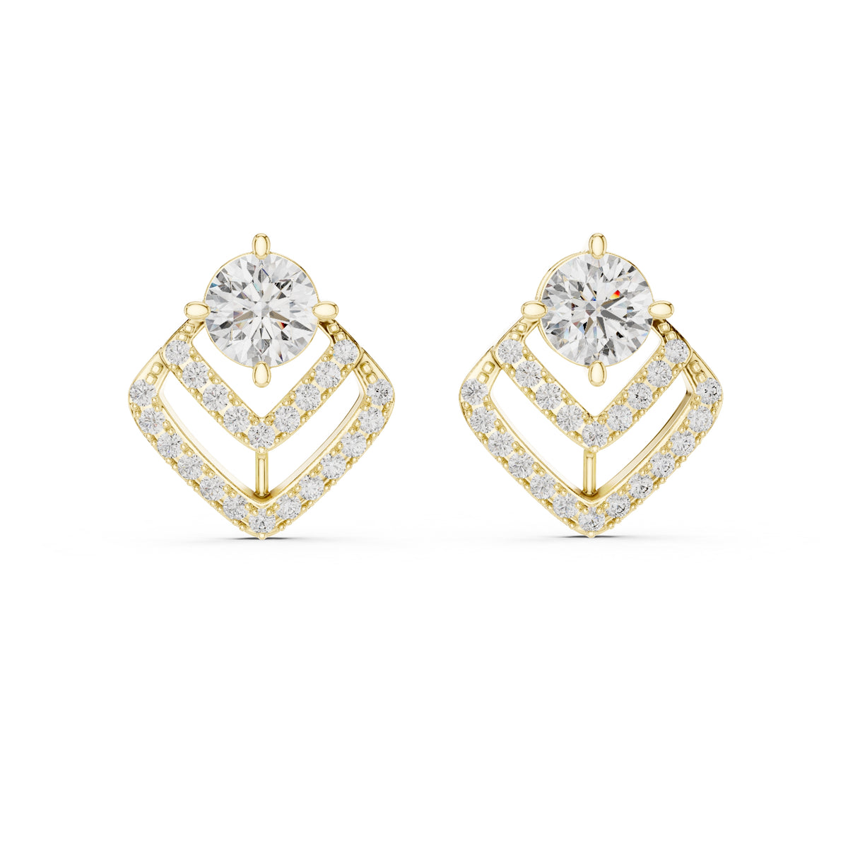 The Chevron Illusion Lab Grown Diamond Studs Yellow Gold
